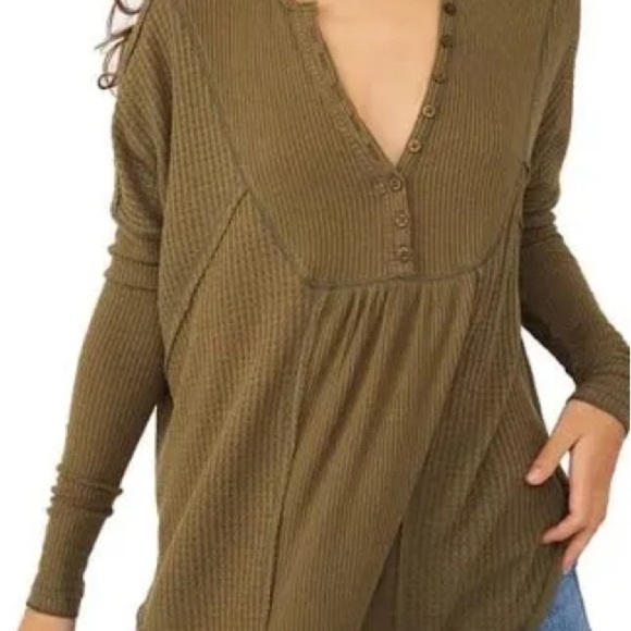 Free People Tops - Free People Olive Button-Up Tunic
